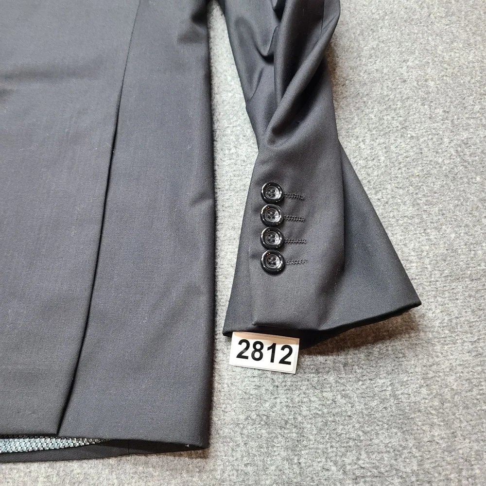 Vinci Men's Black Blazer Jacket 44L Two Button Suit Coat Fully Lined Classic Fit